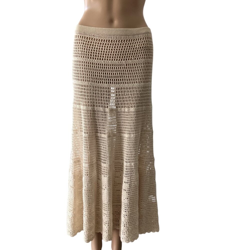 Anthropologie Sleeping On Snow Size XL Crochet Maxi Skirt